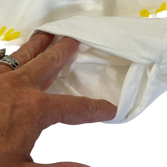 Something Navy White Daisy Linen blend Mini Dress Size Small - Picture 7 of 14